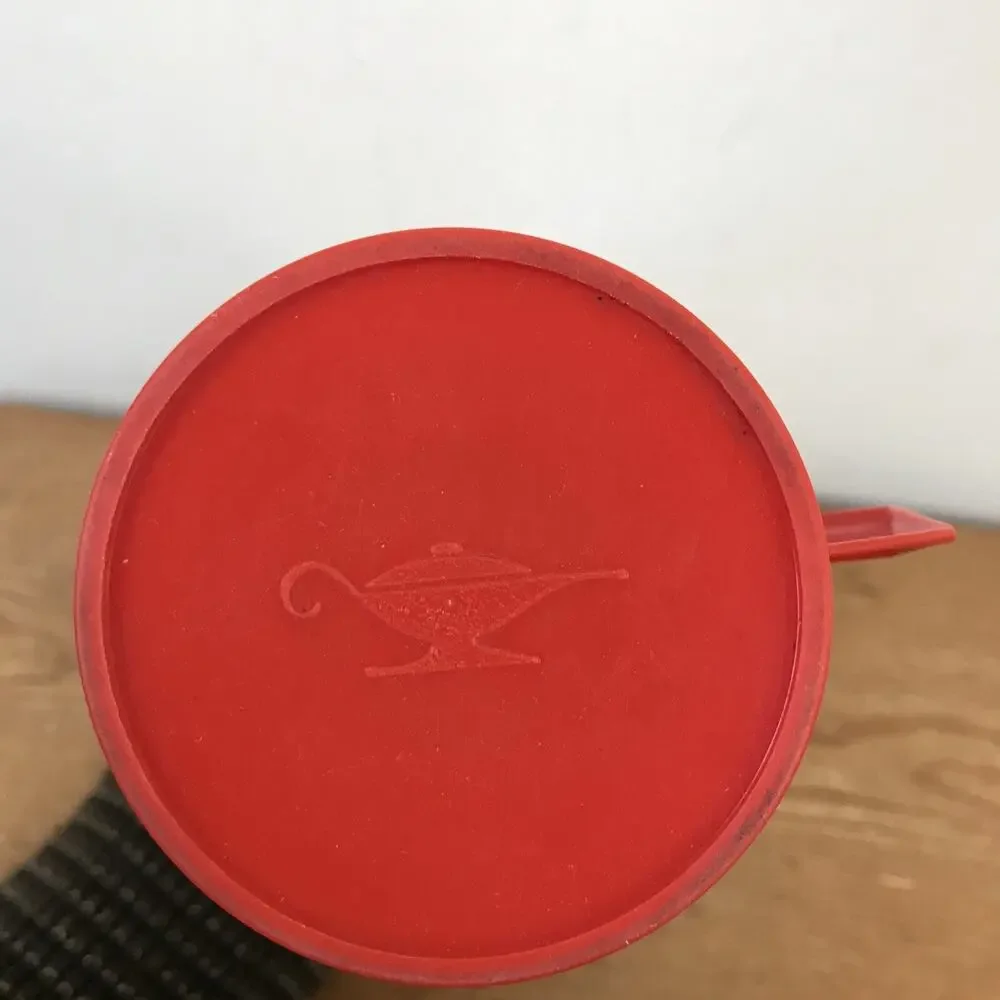 Vintage Aladdin Thermos 71B Dimpled Aluminum Red Top Bullet Thermo King Qt 032B